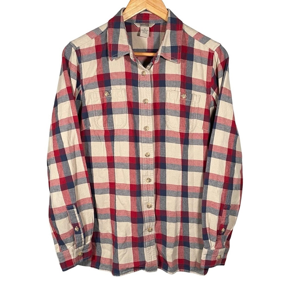 Duluth Trading Co. Women's Medium Long Sleeve Flannel Shirt Plaid Button Up